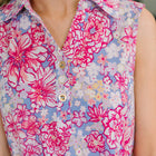 Sea Spray Collared Sleeveless Top in Falling Floral