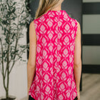 Sea Spray Collared Sleeveless Top in Floral Ikat