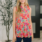Sea Spray Collared Sleeveless Top in Island Bloom