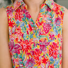 Sea Spray Collared Sleeveless Top in Island Bloom