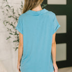Sea You Soon Collared Top in Costal Blue