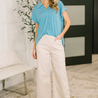 Sea You Soon Collared Top in Costal Blue