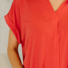 Sea You Soon Collared Top in Hot Coral