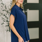 Sea You Soon Collared Top in Navy
