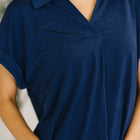 Sea You Soon Collared Top in Navy