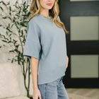 Sense of Clarity Boxy Top in Blue Grey