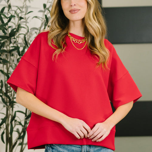 Sense of Clarity Boxy Top in Ruby
