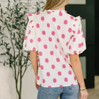 Shopping Spree Notched Neck Puff Sleeve Blouse