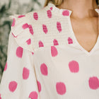 Shopping Spree Notched Neck Puff Sleeve Blouse
