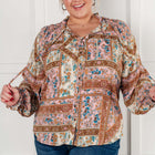 Show and Tell Mixed Print Peasant Blouse