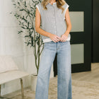 So Good It Hurts Cap Sleeve Button Down