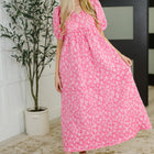 Softly Spoken Textured V-Neck Dress in Hot Pink