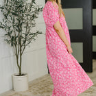 Softly Spoken Textured V-Neck Dress in Hot Pink