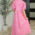 Softly Spoken Textured V-Neck Dress in Hot Pink