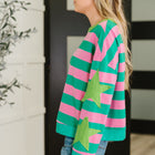 Stars On Stripes Patchwork Striped Sweatshirt
