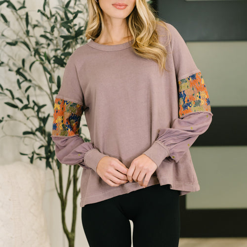 Subtle Breeze Floral Patchwork Pullover