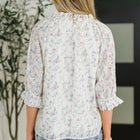 Sweet Ruffle Affair High Neck Blouse in Blue