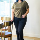 Sweetly Twinkle Short Sleeve Knit Top In Black