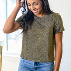 Sweetly Twinkle Short Sleeve Knit Top In Black