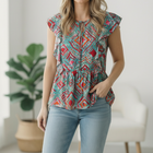 Flirting in the Museum Emerald Blouse