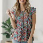 Flirting in the Museum Emerald Blouse