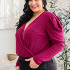 Take Me Out Faux Wrap Bodysuit In Magenta