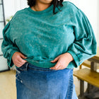 Tied Up In Cuteness Mineral Wash Sweater in Teal