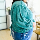 Tied Up In Cuteness Mineral Wash Sweater in Teal