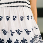 Too Sweet to Share Scalloped Hem Blouse in Ivory and Navy