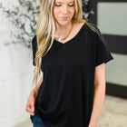 Top Shelf Basic V-Neck Ribbed Tee in Black