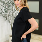 Top Shelf Basic V-Neck Ribbed Tee in Black
