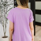 Top Shelf Basic V-Neck Ribbed Tee in Lavender