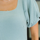 Twirlin’ Dirty Cable Ribbed Knit Dress in Sage Green