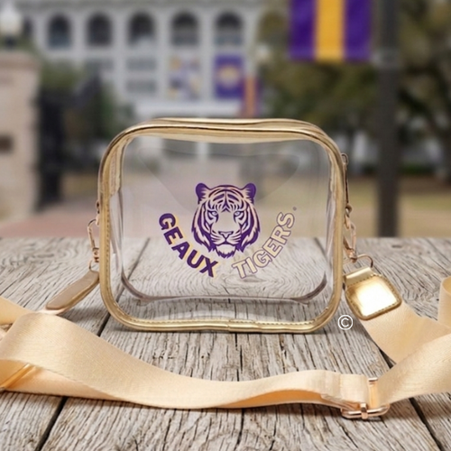 SC - ETA 6/24 - Geaux Tigers Gold Clear Crossbody Bag