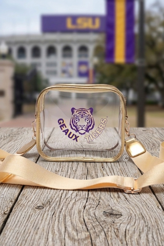 SC - ETA 6/24 - Geaux Tigers Gold Clear Crossbody Bag