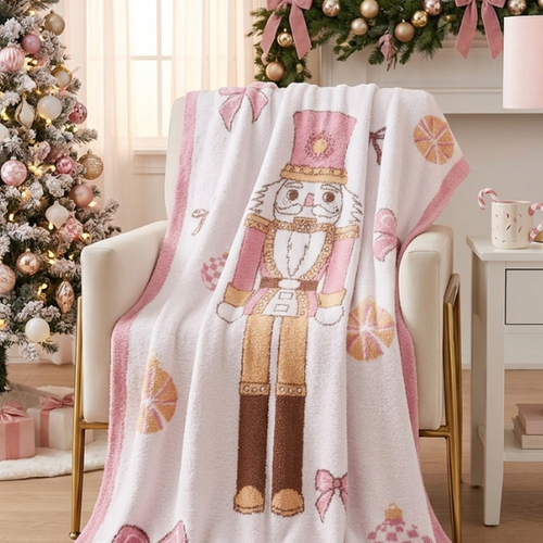 SC - ETA 9/30 - Pink Nutcracker Bow Luxury Blanket