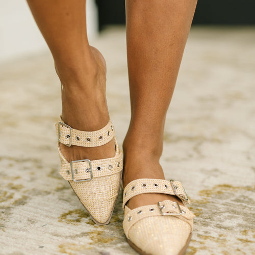 Usual Pointy Toe Double Buckle Flat