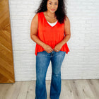 V-Neck Ruffled Peplum in Spicy Orange