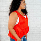 V-Neck Ruffled Peplum in Spicy Orange