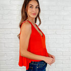 V-Neck Ruffled Peplum in Spicy Orange