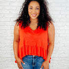 V-Neck Ruffled Peplum in Spicy Orange