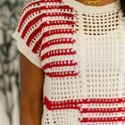 Vibes Don't Lie Net Tee Red Striped