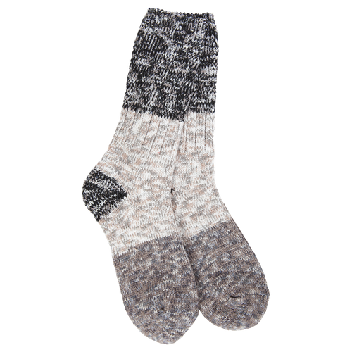 World's Softest Socks - Ragg Crew Colorblock in Stone Multi
