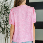 Wander Bloom Embroidered Puff Sleeve Blouse in Pink