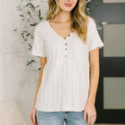 We Should Be Together V-Neck Textured Top
