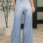 Zenim Printed Wide Leg Bottoms in Light Wash
