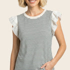 SITCHED FLUTTER SLEEVE STRIPED TOP