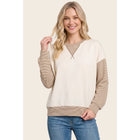 PINSTRIPE BLOCKED MICRO BRUSHED TOP