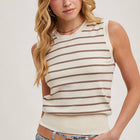 STRIPED MUSCLE KNIT TANK TOP