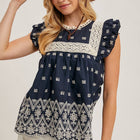 BOHO FLORAL EMBROIDERED BLOUSE TOP